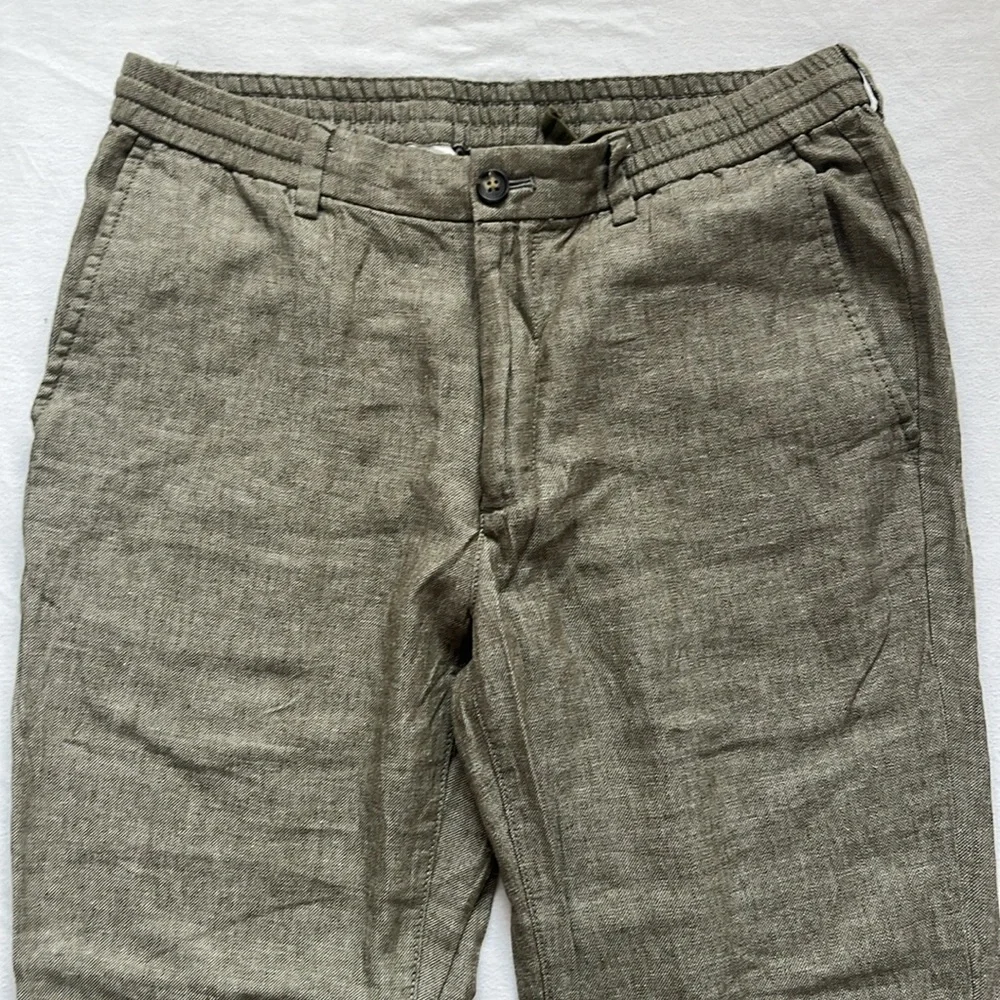 Men’s Banana Republic, Mason Athletic Tapered, Linen/Cotton Olive Green Pants